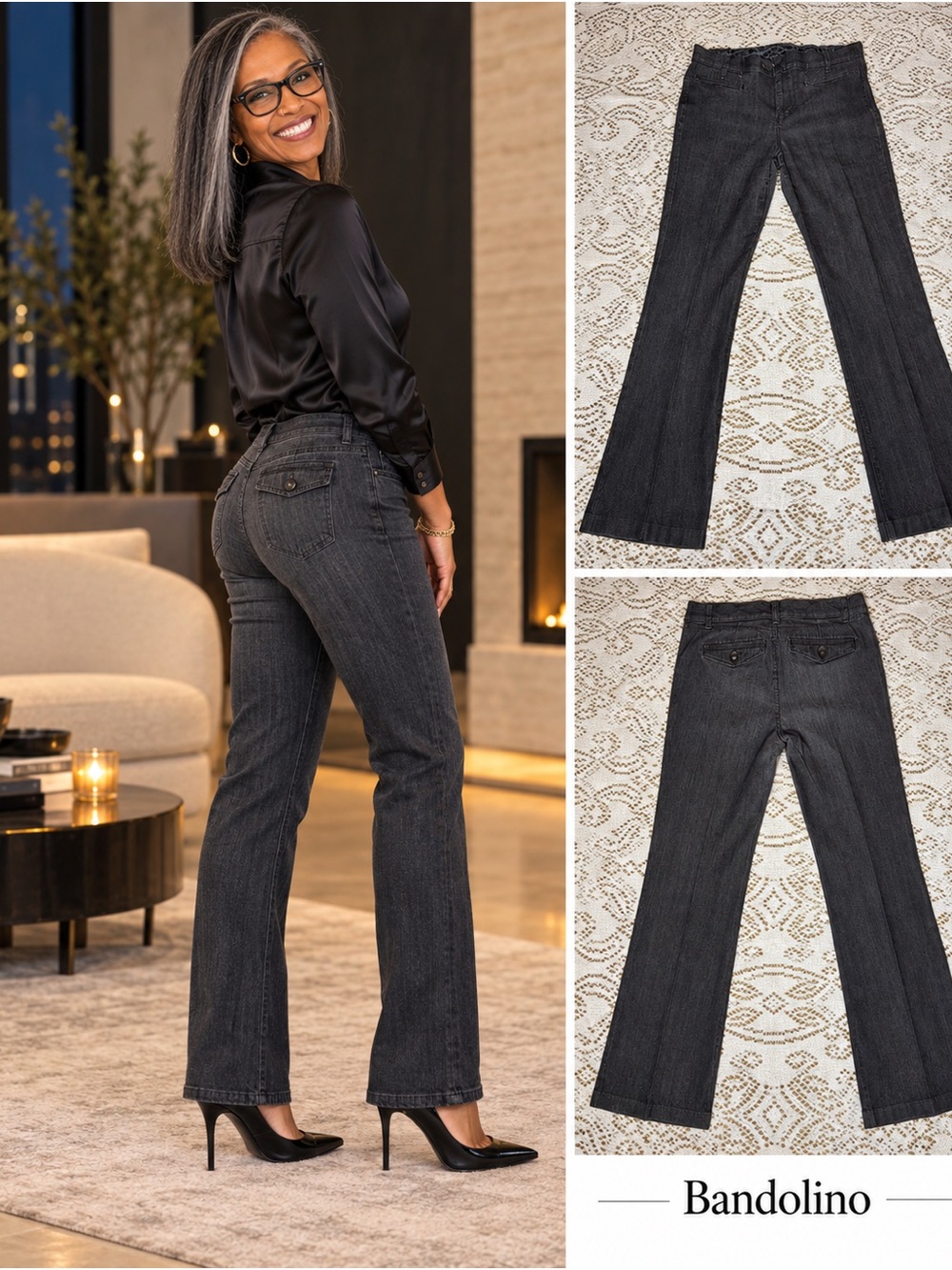 Bandolino Women's Straight-Leg Jeans in Dark Gray Size 8